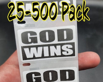 GOD WINS Stickers 25-500 Pack decal labels sticker jesus bulk lot religious
