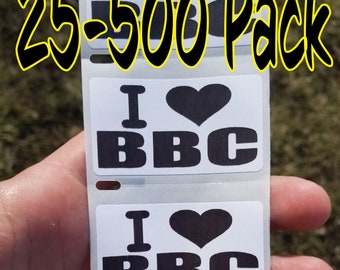 I LOVE BBC 25-500 Pack Stickers gag sticker gay pride penis decal dick big black cock