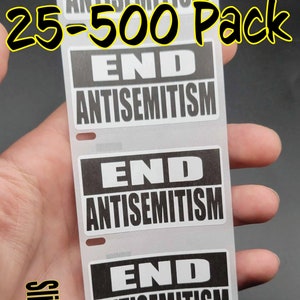 FIN DEL ANTISEMITISMO 25-500Pack pegatinas fin detener el odio Israel paz judíos amor judío
