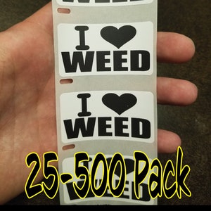 I LOVE WEED ステッカー 25-500 パック ギャグステッカー 大麻紙 ウィード マリファナ ガンジャ