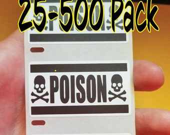 POISON WARNING STICKERS 25-1000 Pack Label decal gag joke sticker deadly skull cross bones deadly poisonous