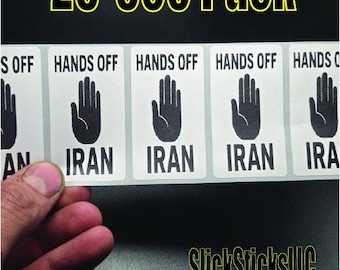 Lote de pegatinas "Manos fuera de Irán" / Etiquetas políticas pacifistas y contra la guerra