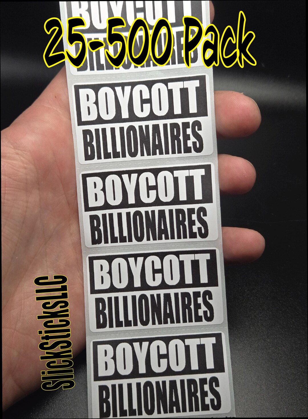 BOYCOTT BILLIONAIRES 25-500 Bulk Pack Stickers Decal Labels Stop Elon ...