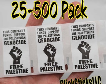 Los fondos de esta empresa apoyan el GENOCIDIO PALESTINO - boicot - Pegatinas Palestina GRATIS 25-500pack