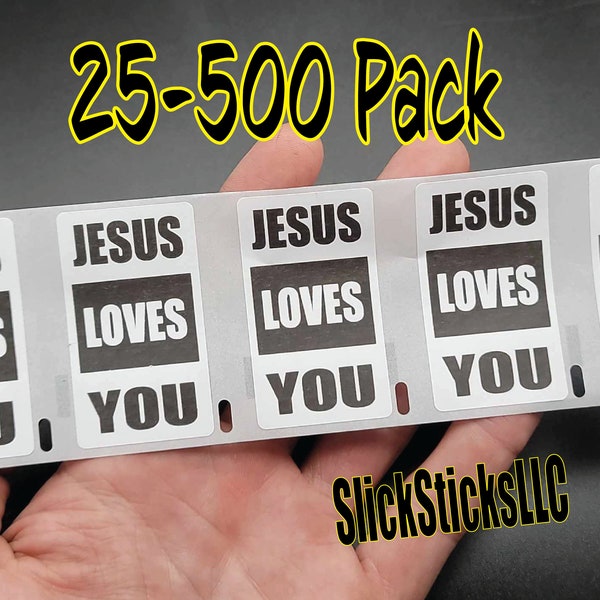 JESUS LOVES YOU Stickers 25-500 Pack labels sticker god bulk religious lord
