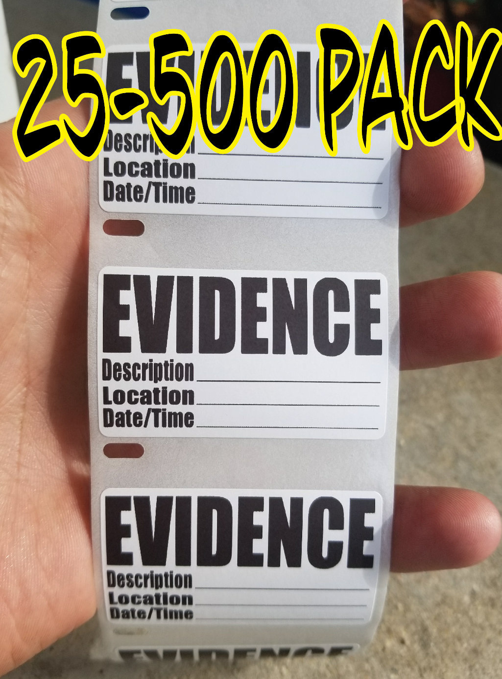 EVIDENCE COLLECTION LABEL 25-500 Pack Aufkleber Gag streich Polizei fbi csi Rollenspiel Aufkleber Halloween Requisite