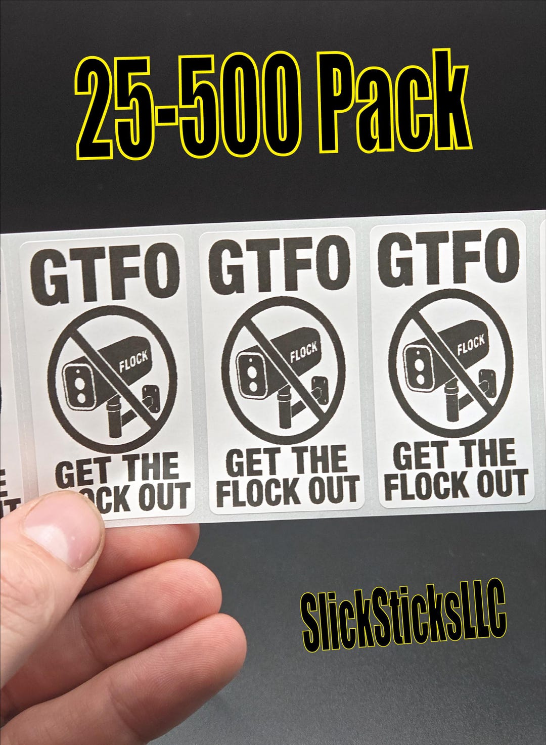 GTFO - Get the FLOCK OUT Stickers 25-500 Bulk Lot Decals Labels Vote ...