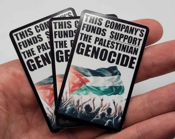 This company's funds support the PALESTINIAN GENOCIDE - boycott - FREE Palestine Stickers bulk lot