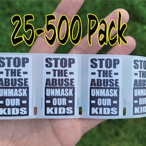 ZDEMASKUJ NASZE DZIECI 25-500 naklejek hurtowo, zakończ debatę na temat nadużyć