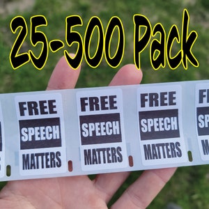 Adesivos FREE SPEECH MATTERS Pacote de 25-500 decalques e abolir a censura de controle