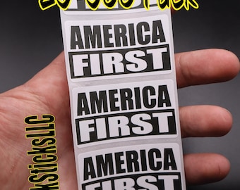 Pegatinas AMERICA FIRST, paquete de 25 a 500, etiquetas, calcomanías, calcomanías patrióticas, 4 de julio, independencia, elecciones de 2024