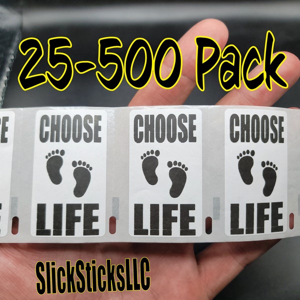 CHOOSE LIFE 25-500Pack stickers awareness roe wade right pro life decal god decal label bulk