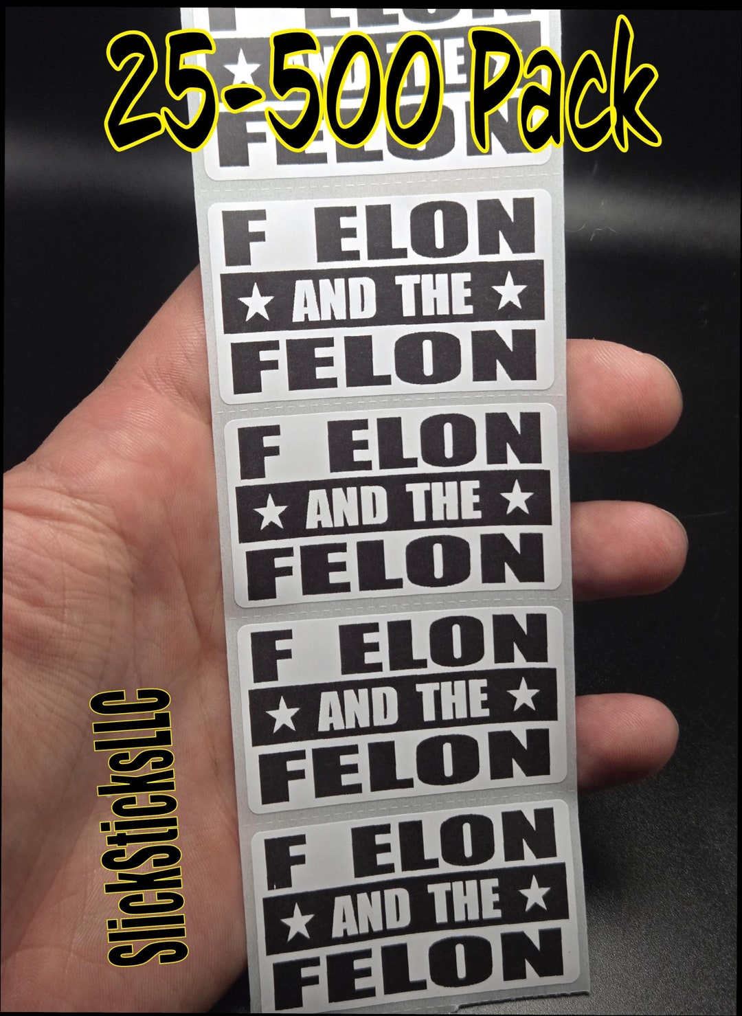 No Elon F ELON and the FELON Stickers 25- 500 Decals Labels Stop Doge Musk Anti ...