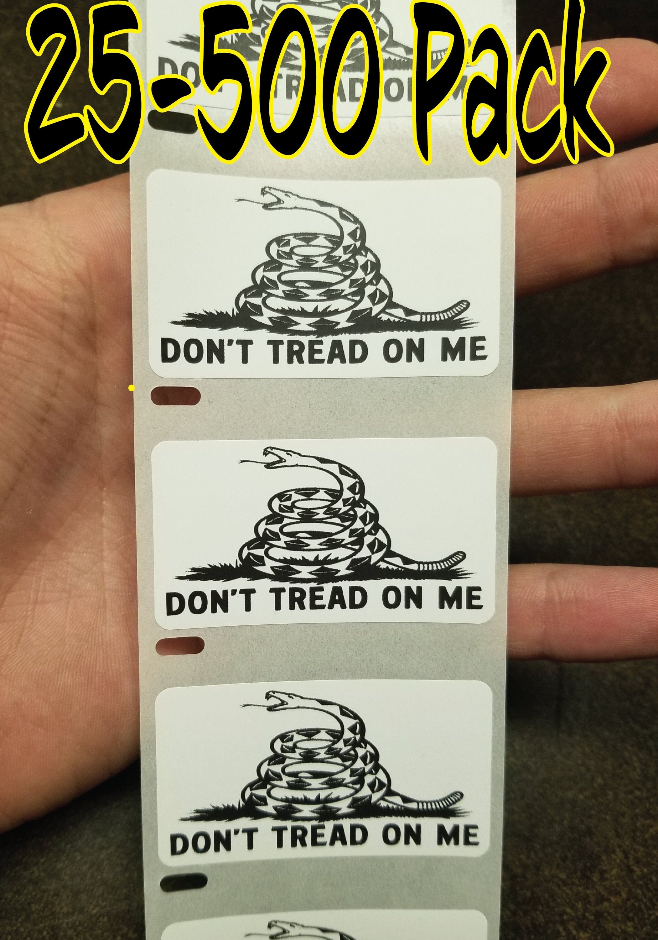 DON'T TREAD on ME Stickers 25-500 Pack Label decal pro 2A arms decal rights hard hat bulk lot