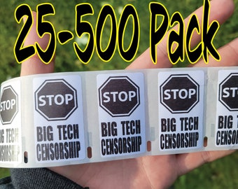 STOP BIG Tech CENSORSHIP 25-500 Pack autocollants anti décalcomanies fin abolir le contrôle