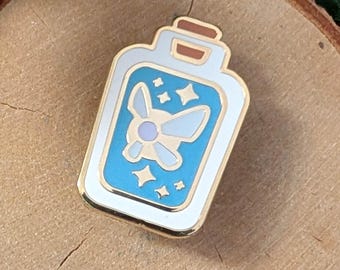 Glowing Blue Fairy in a Bottle Hard Enamel Pin | Cute Kawaii Witchy Enamel Pins | Gift for Gamers