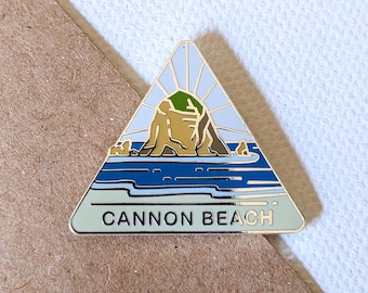 Cannon Beach Hard Enamel Pin - Accessories Gift for Outdoorsy and Nature Hiking Lovers