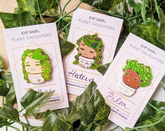 Cute Plant Girls-Gift for Plant Lovers Moms Plant Daughter Hard Enamel Pins Dads Parents