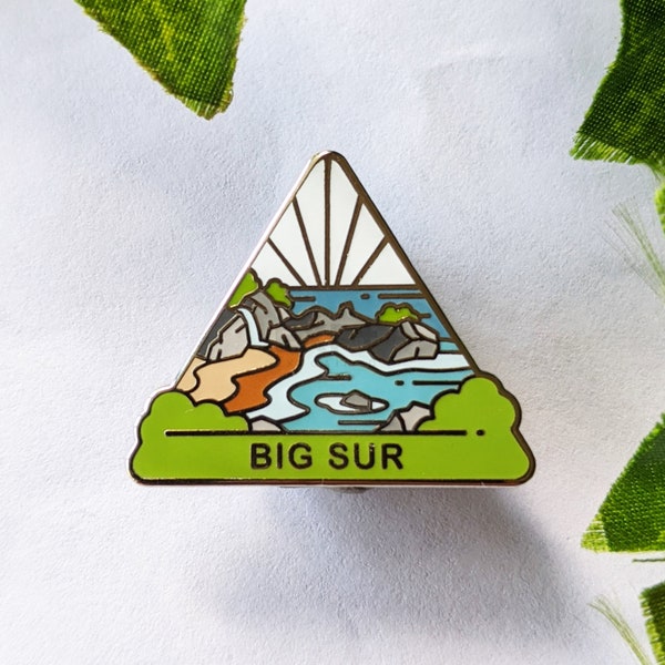 Épingle en émail dur Big Sur | Collection d'épinglettes du parc national - Cadeau d'accessoires pour les amateurs de plein air et de randonnée dans la nature