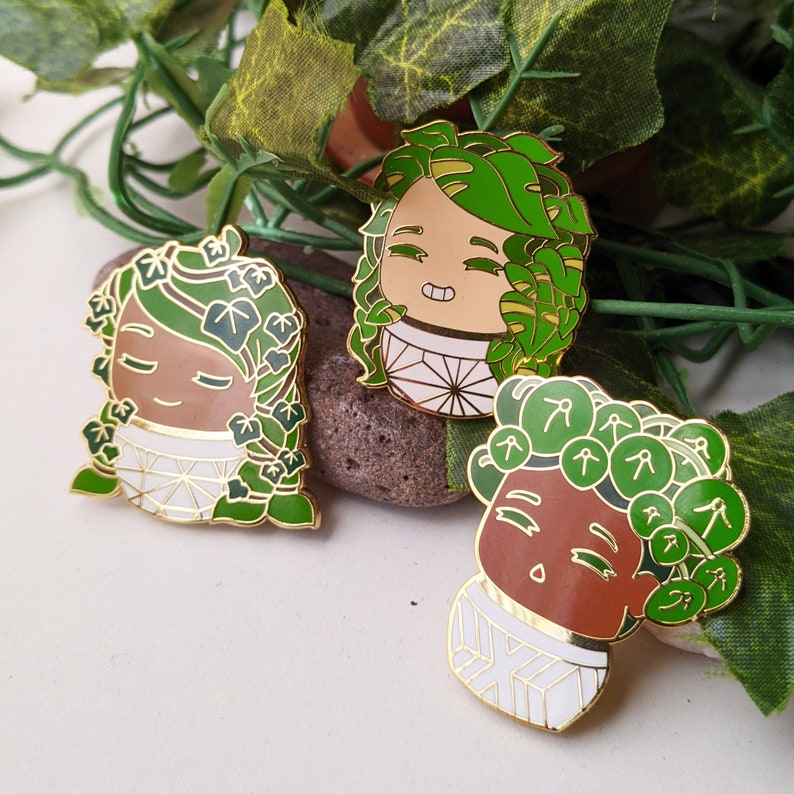 Cute Plant Girls-Gift for Plant Lovers Moms Plant Daughter Hard Enamel Pins Dads Parents