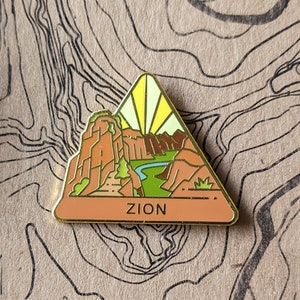 Zion National Park Hard Enamel Pin | National Park Lapel Pin Collection - Accessories Gift for Outdoorsy and Nature Hiking Lovers
