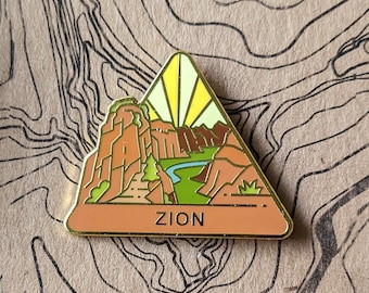 Zion National Park Hard Enamel Pin | National Park Lapel Pin Collection - Accessories Gift for Outdoorsy and Nature Hiking Lovers