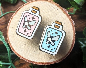 Glowing Fairy in a Bottle Hard Enamel Pin | Cute Kawaii Witchy Enamel Pins | Gift for Gamers