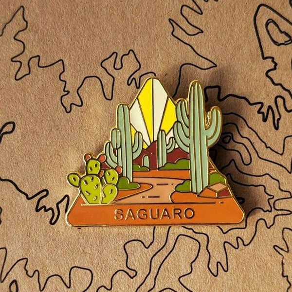 Saguaro National Park Hard Enamel Pin | National Park Lapel Pin Collection - Accessories Gift for Outdoorsy and Nature Hiking Lovers