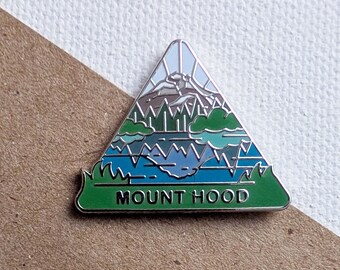 Mount Hood Wy'east - Mirror Lake Oregon Places Hard Enamel Pin - Accessories Gift for Outdoorsy and Nature Hiking Lovers