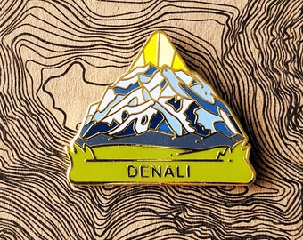 Denali National Park Hard Enamel Pin | National Park Lapel Pin Collection - Accessories Gift for Outdoorsy and Nature Hiking Lovers