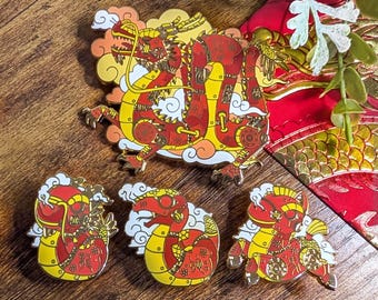 Big & Little Mecha Chinese Zodiac Animals Hard Enamel Pins