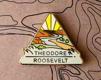 Theodore Roosevelt National Park Hard Enamel Pin | National Park Lapel Pin Collection - Accessories Gift for Outdoorsy & Nature Hiking Lover