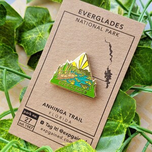 Everglades National Park Pin with backing card featuring topo map of Anhinga Trail