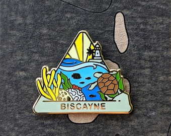 Biscayne National Park Hard Enamel Pin | National Park Lapel Pin Collection - Accessories Gift for Outdoorsy and Nature Hiking Lovers