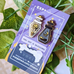 Sun & Moon Blessing Potion Bottle Hard Enamel Pin | Cute Kawaii Witchy Enamel Pins | Gift for Gamers