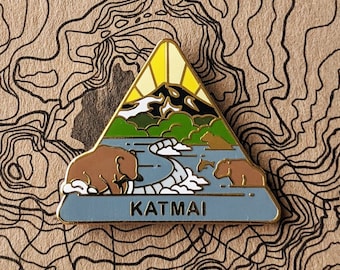 Katmai  National Park Hard Enamel Pin | National Park Lapel Pin Collection - Accessories Gift for Outdoorsy and Nature Hiking Lovers