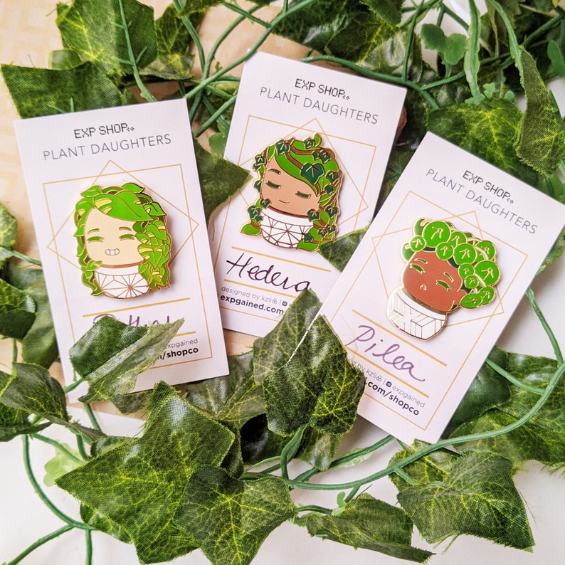 Cute Plant Girls-Gift for Plant Lovers Moms Plant Daughter Hard Enamel Pins Dads Parents