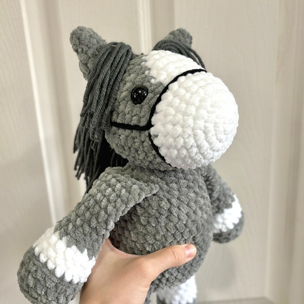 Custom Color Crochet Plush Horse, Stuffed Amigurumi