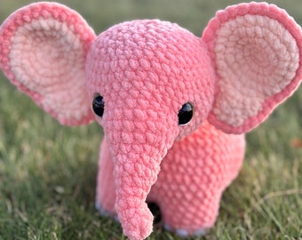 Custom Crochet Elephant Plushie, Personalized Name Tag - Baby Shower Gift
