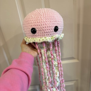 Custom Color Super Soft Jellyfish Sea Creature Crochet Stuffed Animal Plushie with Two Babies-Gift idea- Baby Shower or Birthday Gift