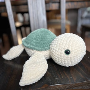 Soft Green/Tan Crochet Plushie Stuffed Sea Turtle Amigurumi|Crochet Sea Turtle Gift Idea