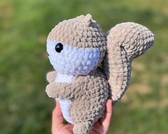 Custom Color Crochet Plush Squirrel, Soft Stuffed Amigurumi