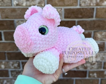 Patrón de cerdo a crochet, amigurumi de baja costura (descarga instantánea)