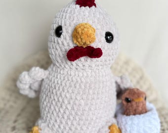 Crochet Chicken with Chick | Handmade Amigurumi Plush Set