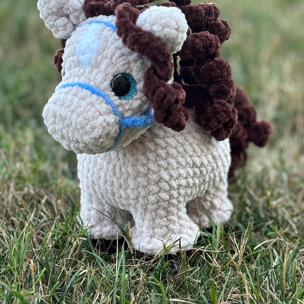 Custom Crochet Standing Horse Plushie: Soft Stuffed Animal Toy