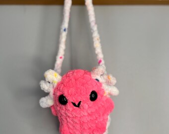 Crochet Car Plush Hanger • Handmade Amigurumi Axolotl, Frog, Penguin