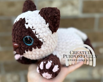 Patron de chat au crochet, Amigurumi à faible couture, siamois et tigré (téléchargement instantané)