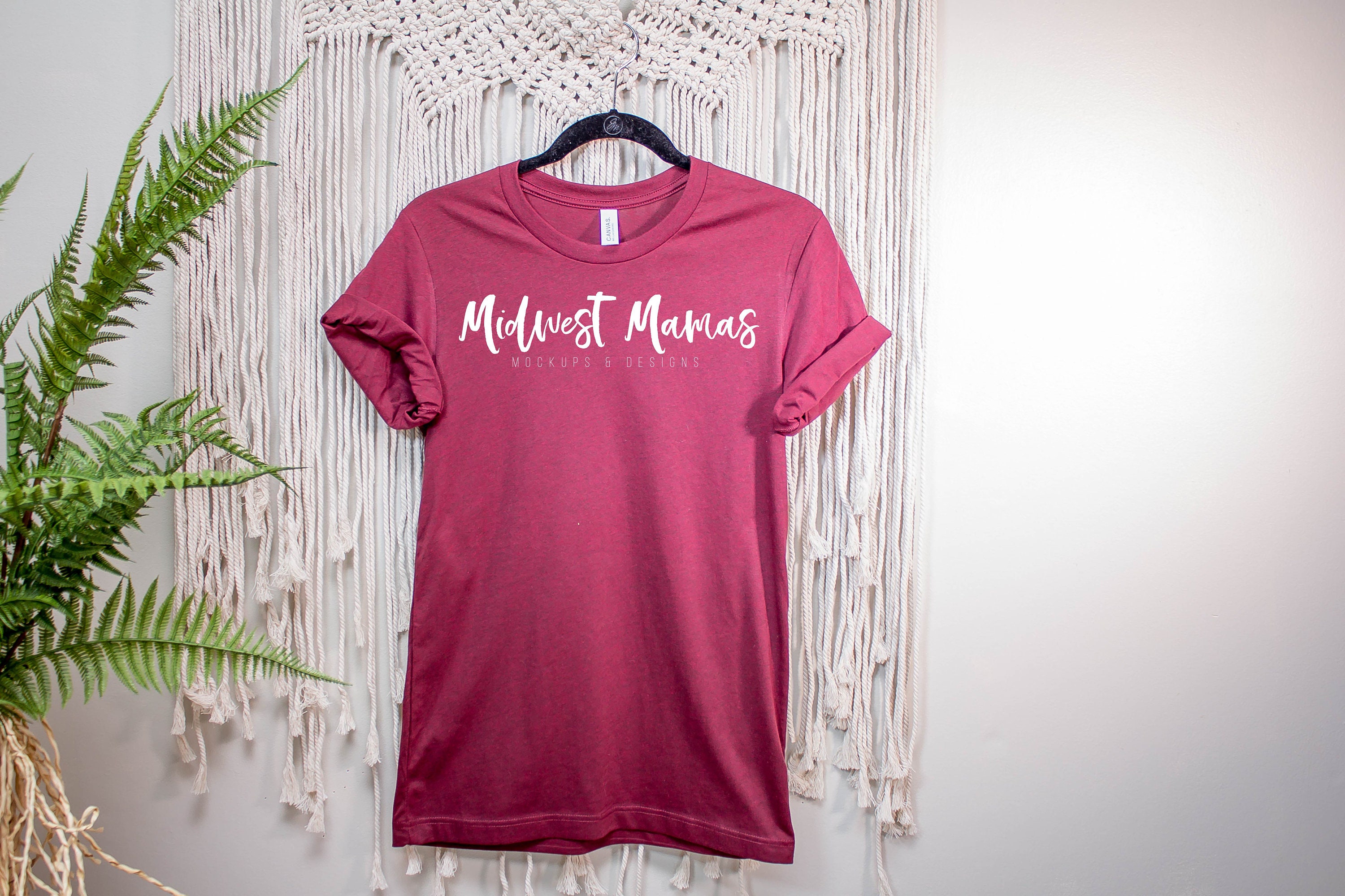 Bella Canvas 3001 CVC Heather Cardinal Boho T-shirt Mockup - Etsy