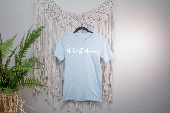 Bella Canvas 3001 Cvc Heather Prism Blue Boho T Shirt Mockup Etsy