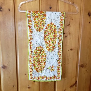 Vintage Acetate Twill Scarf Flower Patterned Long Scarf